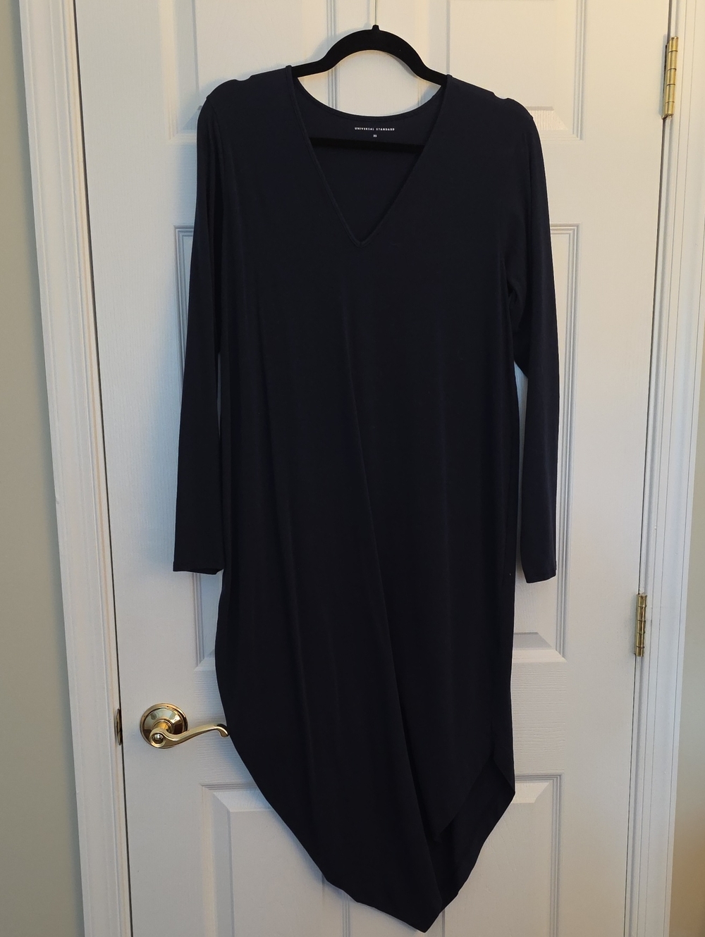 Universal Standard Geneva Long-Sleeve V-Neck Asymmetric Hem Dress